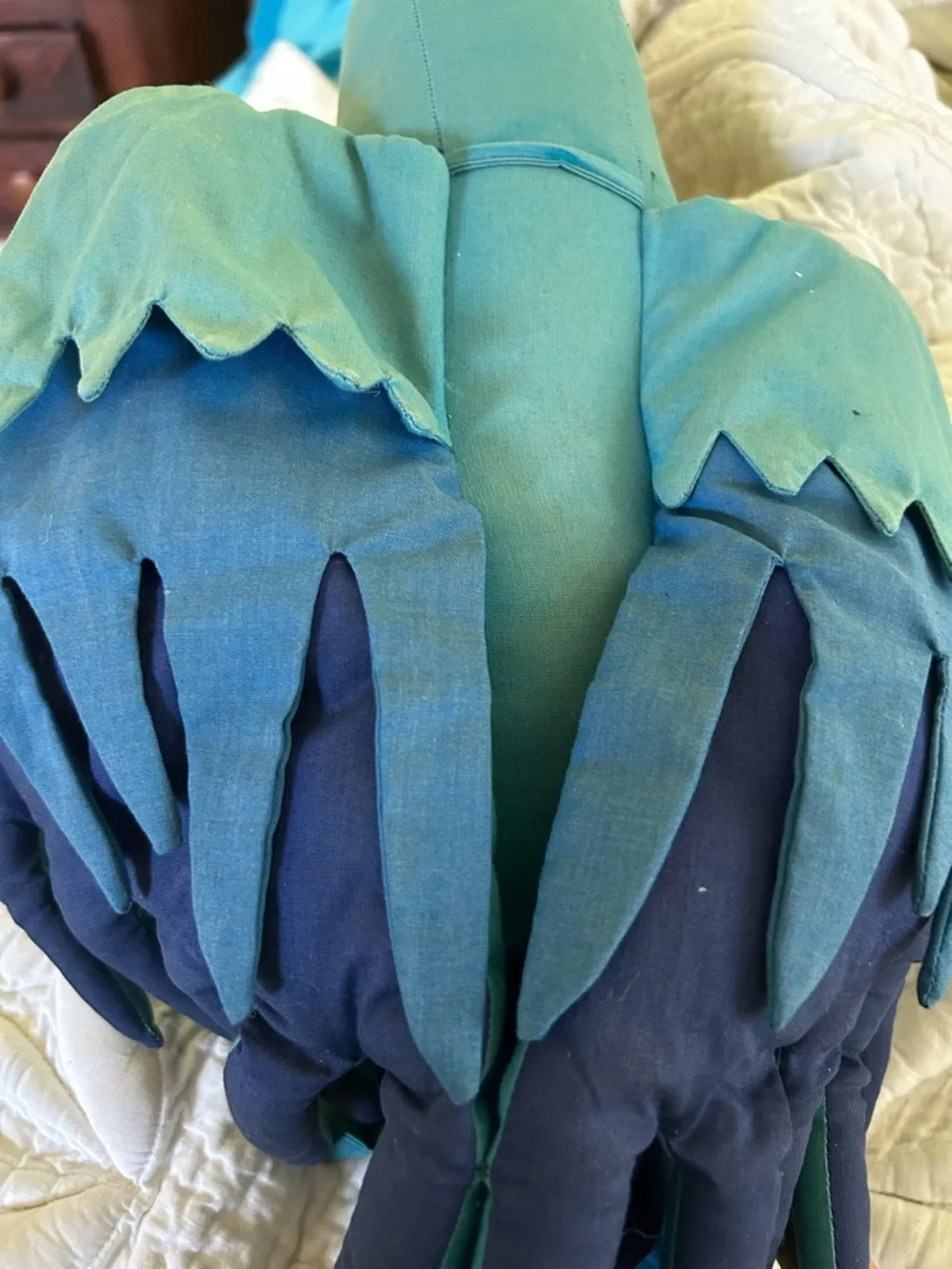 Stuffed fun Blue-Green Parrot Hanging Toy - Pets Bird large made in El Salvador